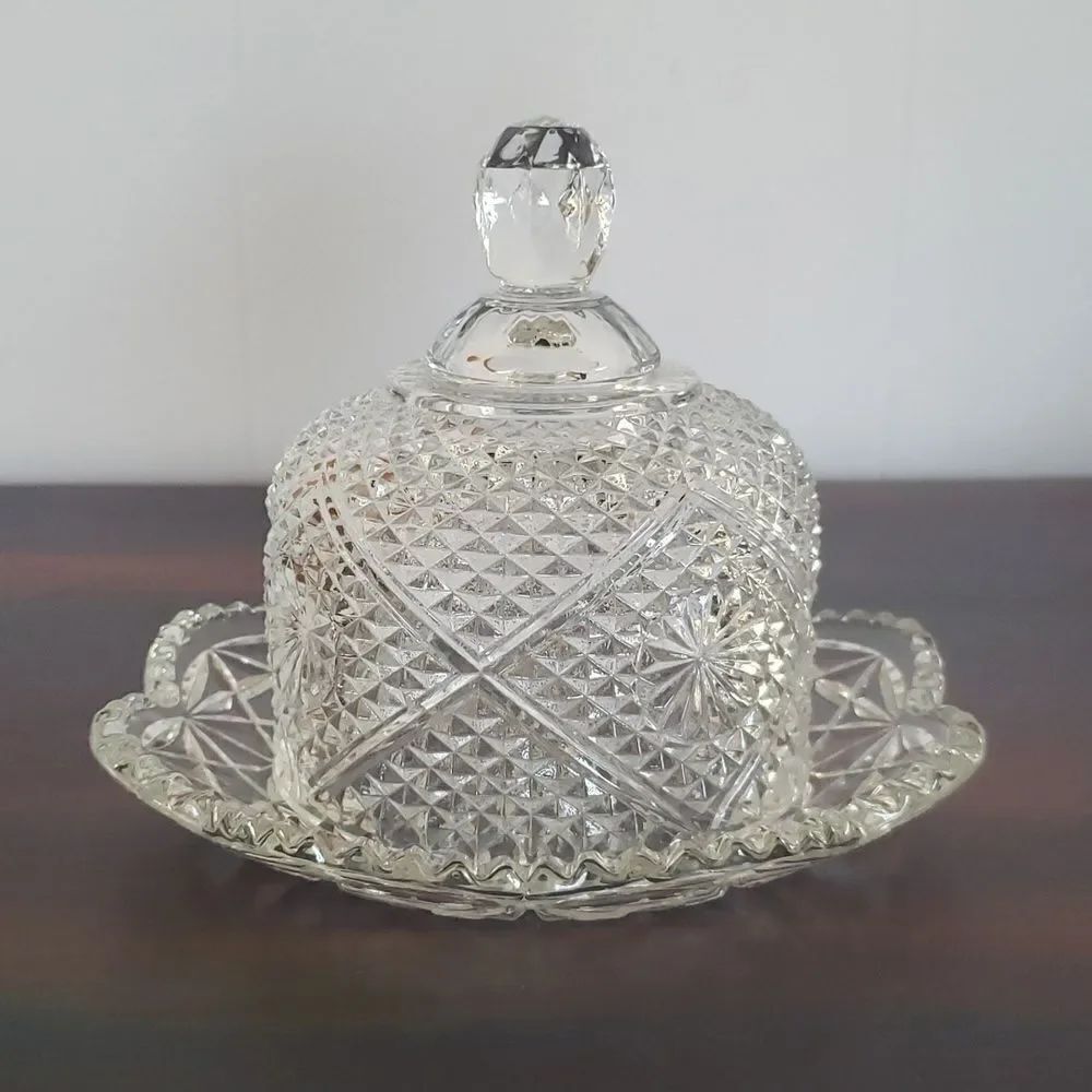 Gorgeous Vintage Avon Fostoria Crystal Covered Dome Butter Dish